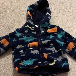 Kids Dinosaur Print Hoodie - Navy, Orange, Green